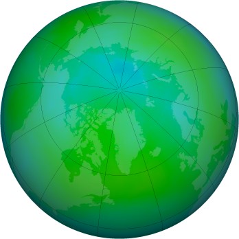 Arctic ozone map for 1997-08